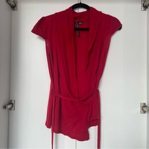Razz Women's Red Drape Front Top Small
